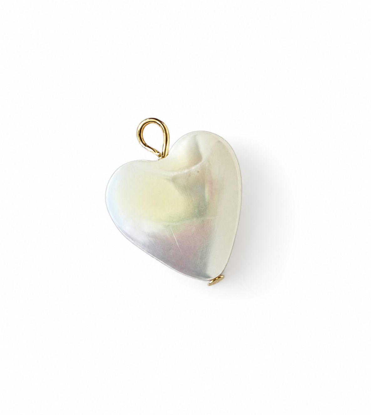 White Shell Heart Small Charm