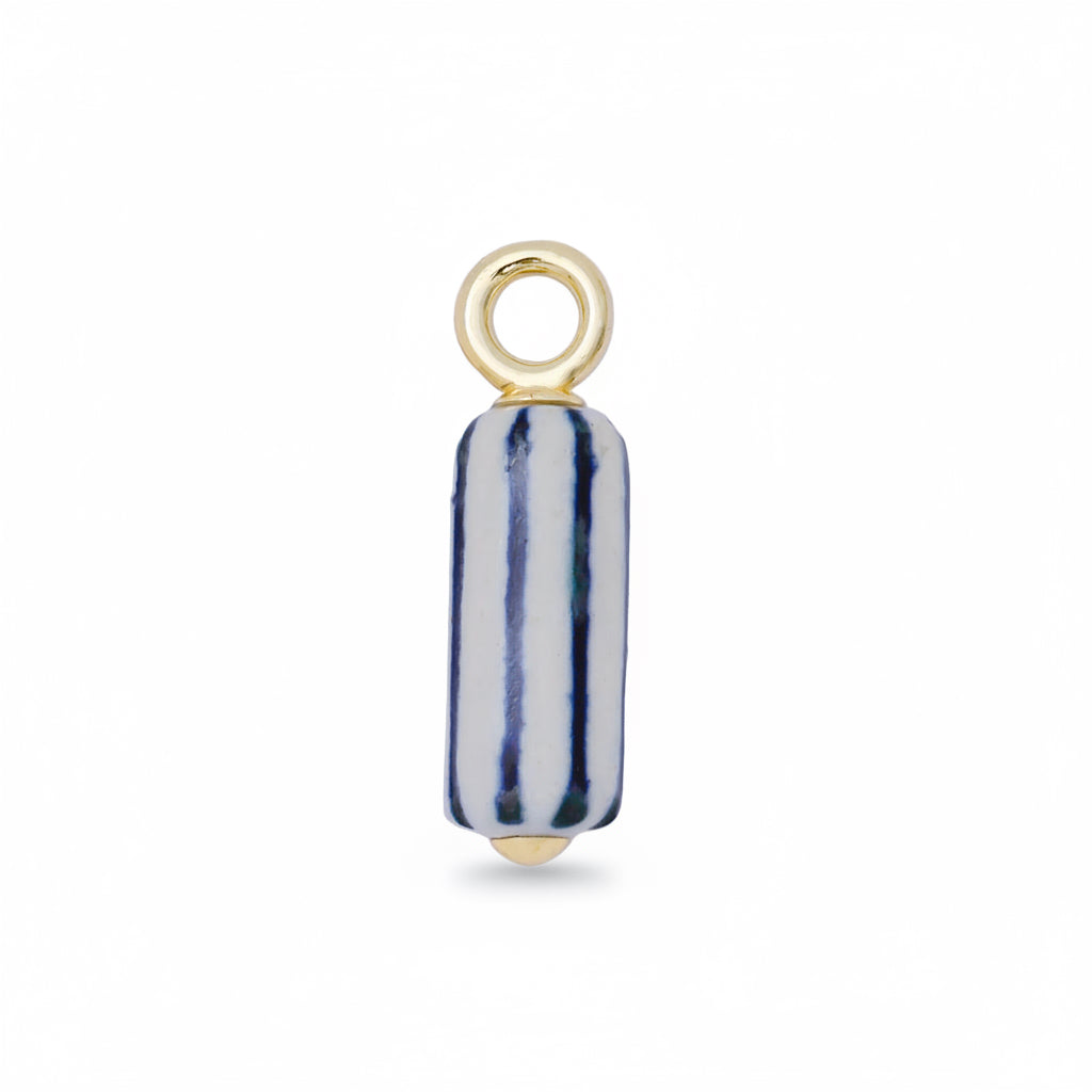Blue Stripe Ceramic Charm