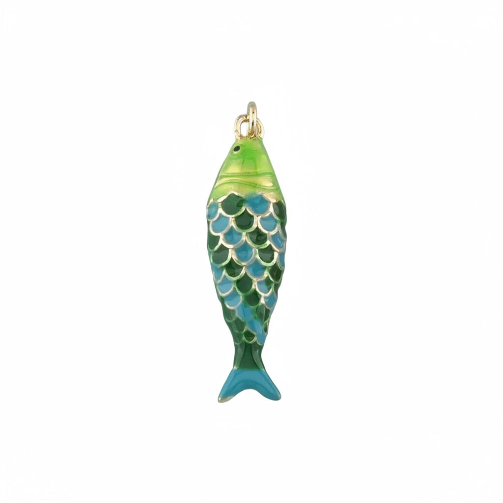 Blue Green Fish Charm